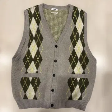 1 [ 익명 배송 ] Perushu 레트로 아가일 니트 베스트 L 사이즈