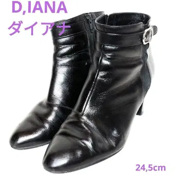 고품질 D,IANA 블랙 앵클부츠 사이드 지퍼 24.5cm