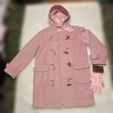 TOPVALU 핑크 더플 코트 170 사이즈 장갑 포함