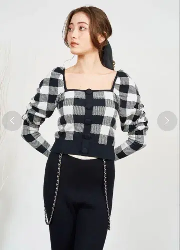 Darich 블록 체크 니트탑