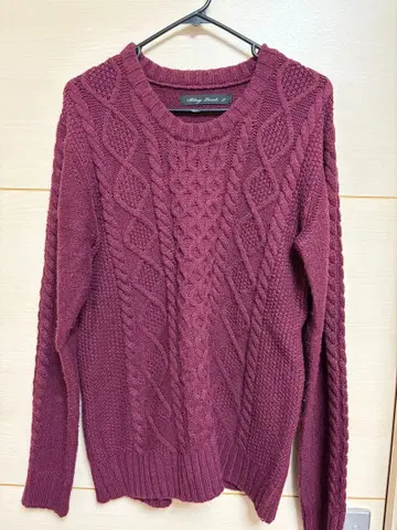 Bling Leads 버건디 케이블 니트 L