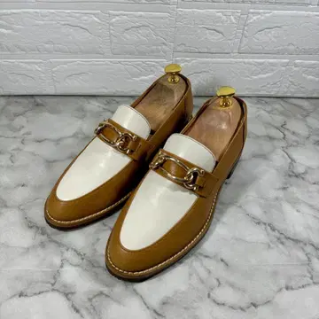 키다리 아저씨 가죽 로퍼 비트 포함 브라운 화이트 24cm