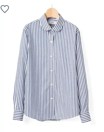 가마쿠라 셔츠 이지케어 셔츠 스트라이프 긴팔 셔츠 (파랑과 화이트)