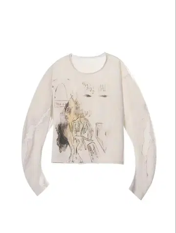 EMOBROTHER 아트 프린트 화이트 긴팔 티셔츠