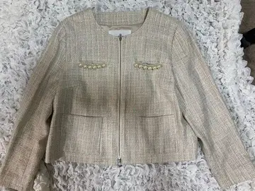 질스튜어트 트위드 노카라 자켓 / 펄