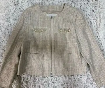 새상품급 JILLSTUART (질스튜어트) 트위드 노카라 자켓