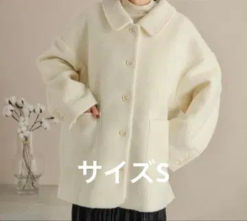 hinari 스탠칼라 샤기 미들 코트