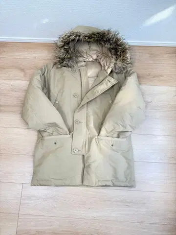 새상품급 무인양품 퍼 달린 다운 자켓 남성용 베이지 M