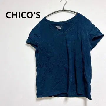CHICO 네이비 V넥 T셔츠 사이즈 2 네이비 여성용