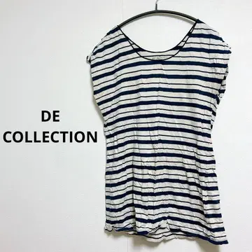 DE COLLECTION 스트라이프 반팔 셔츠 줄무늬