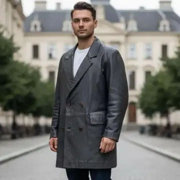 유럽풍 더블 가죽 코트 남성용 프리 사이즈 모드 스타일