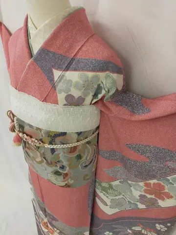 [ WA-Modern ] 순수 실크 타타키 염색 후리소데 7점 풀세트