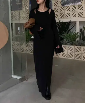 AMERI AMERICAN SLEEVE LAYERED KNIT DRESS