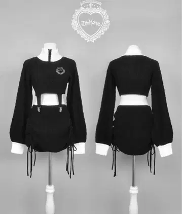 Dimmoire 크롭 니트 블랙 셋업