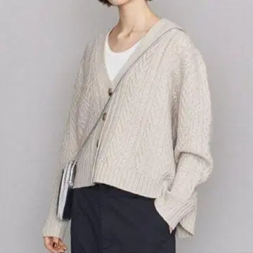 유나이티드 애로우즈 케이블 니트 울 100% 가디건