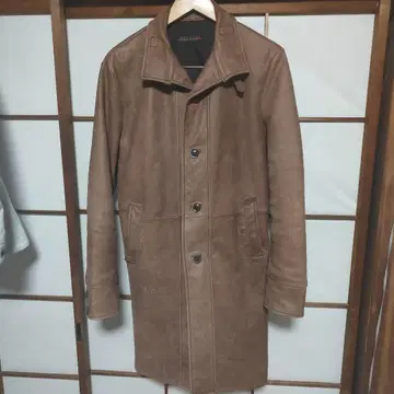 MORGAN 브라운 소가죽 체스터 코트