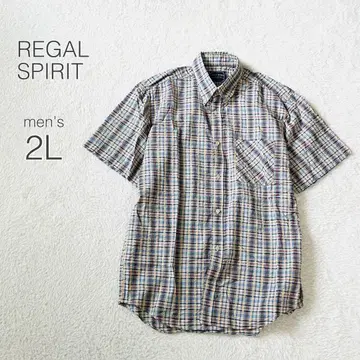 [리갈 스피릿] 체크 셔츠 반팔 면 100 일본제 새상품급 빅 사이즈