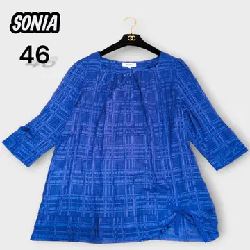 소니아 리키엘 넉넉한 체크 무늬 블라우스 46 4L 네이비 가을 상의