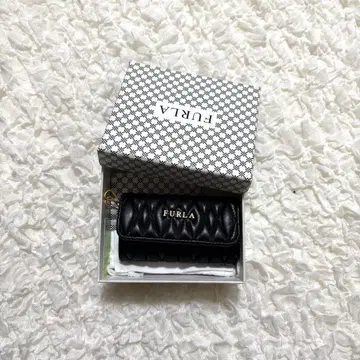 FURLA 훌라 퀼팅 가죽 키케이스 블랙