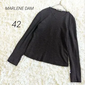 마렌담 티셔츠 보더 V넥 울 혼방 캐주얼 XL