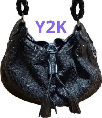 archive 뜨개질 가죽 토트백 Y2K 그런지 구제 의류 백 블랙