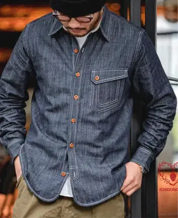 [ 컨디션 최상 ] PATENT denim 해군 데님 셔츠