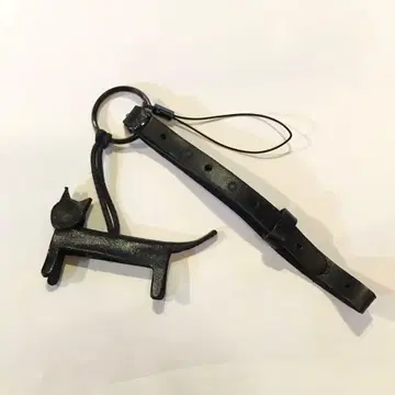 시이나 링고 가죽제품 검은 고양이 키링/스트랩