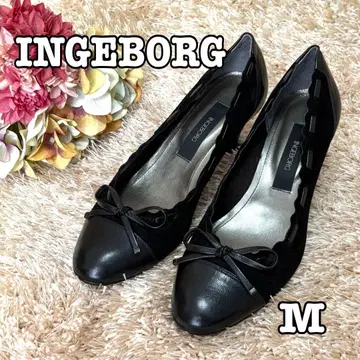 새상품급 INGEBORG 잉게보그 펌프스 리본 블랙 M 23.5cm