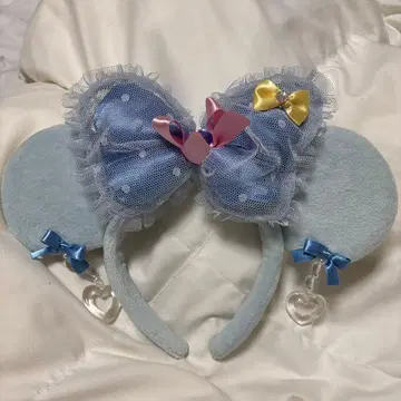 스카이블루 리본 포함 귀 머리띠