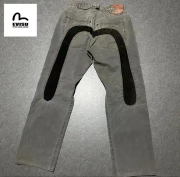 레어 EVISU 스웨이드 절개 팬츠 덕 데님 신치 벨트 카모메 32