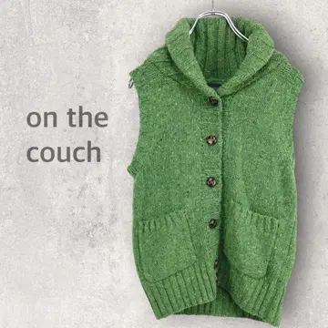 [온더카우치] 니트 베스트 F 숄카라 프론트 버튼 트위드조