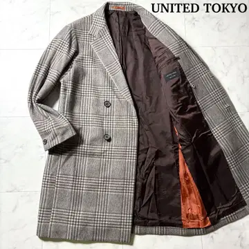 UNITED TOKYO 글렌체크 더블 브레스트 체스터 코트