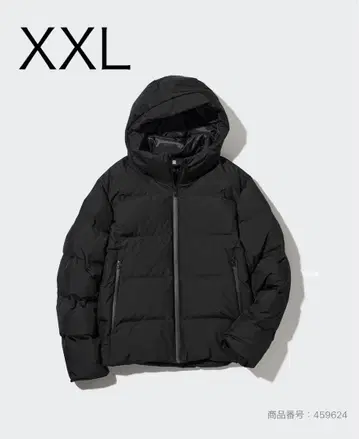 컨디션 최상 XXL 유니클로 심리스 다운 후드티 23AW 3D 컷 블랙