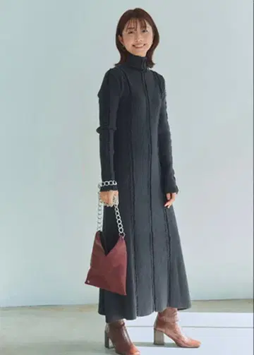 새상품급 etAlors 애로우 니트 원피스 블랙 38 롱 원피스