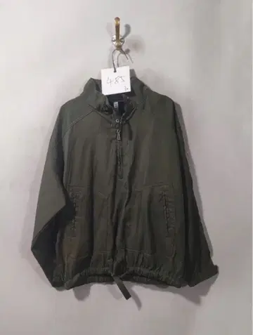 스탠드 카라 자켓 카키 / 드로우 스트링