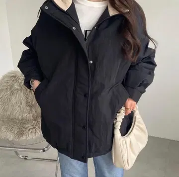 스탠드 카라 볼륨 패딩 자켓 블루종