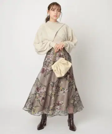 마이 스트라다 부케 오펄 플레어 스커트 36