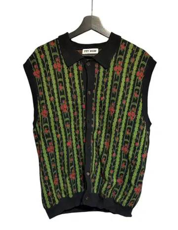 TTT_MSW 22SS Flower Jacquard Knit Vest L