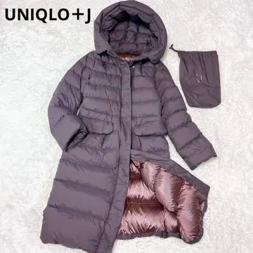 새상품급 UNIQLO+J 울트라 라이트 다운 후디드 코트 퍼플 M