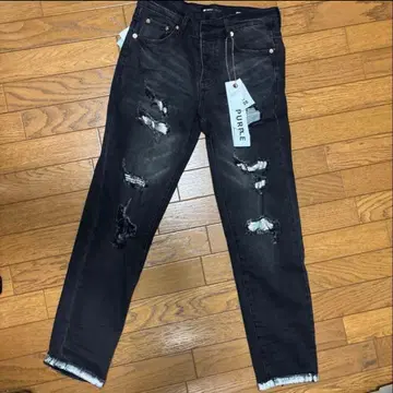 PURPLE BRAND 데님 블랙 데미지 가공 사이즈 28