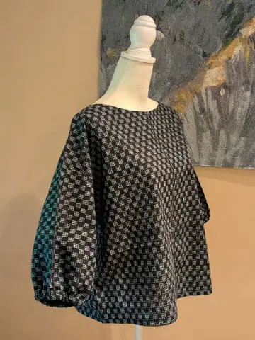 목화 카스리 기모노 리메이크 7부 소매 풀오버 상의