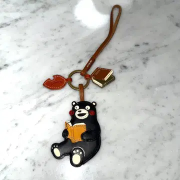겐텐 곰몬 키링 천연 가죽 가죽 참