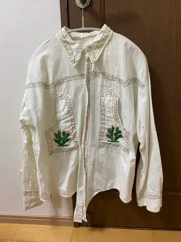 자수 셔츠 멕시칸 구제 의류 빈티지 선인장 독수리 새 겉옷