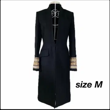 컨디션 최상 블랙 롱 코트 다카라즈카 코스프레 의상 아우터 노카라 코트