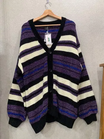 스트라이프 니트 가디건 L