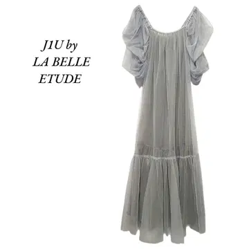 J1U by 라벨에튀드 개더 슬리브 시스루 맥시 원피스