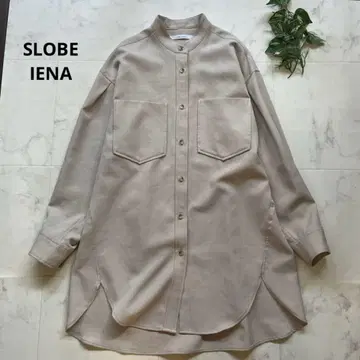 새상품급 슬로브 이에나 빅 실루엣 밴드 칼라 셔츠 아이보리 워셔블