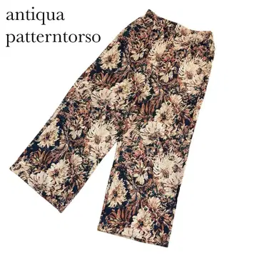 antiqua 안티카 자카드 와이드 팬츠 꽃무늬 고블랑 접이
