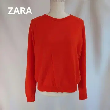 ZARA 심플 울 100% 니트 밝은 오렌지 캐주얼