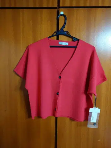 쿨 카리안 쿠스 빨간색 반팔 가디건 사이즈 38